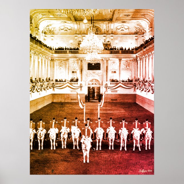Poster Cavalo Austríaco Clássico de Viena Courbette Espan (Frente)