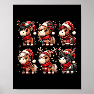 Poster Cavalo Bonito Papai noel Natal Luz Engraçada Anima