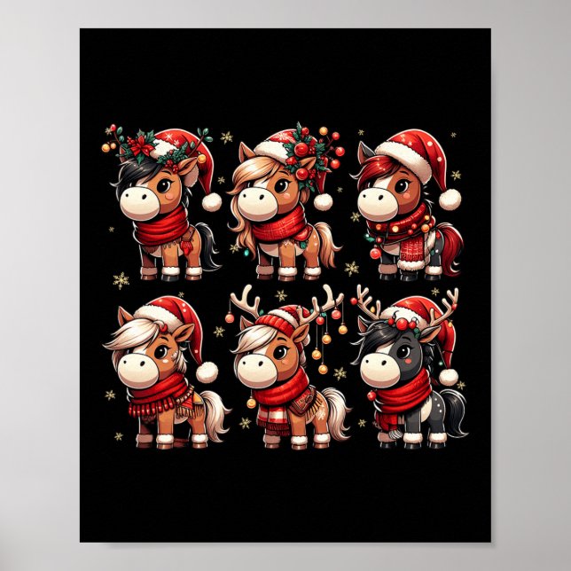 Poster Cavalo Bonito Papai noel Natal Luz Engraçada Anima (Frente)