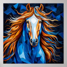 Cavalo Branco 🐎✨ Crina Dourada Mosaico Elegante F