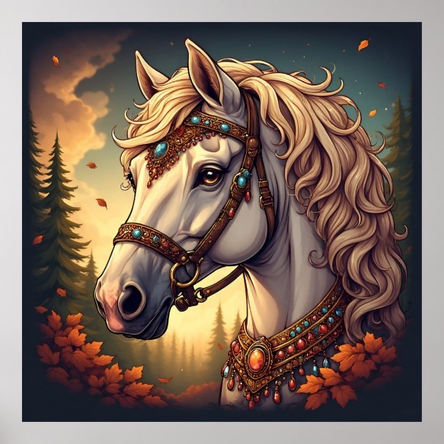 Poster Cavalo branco magnífico (Frente)