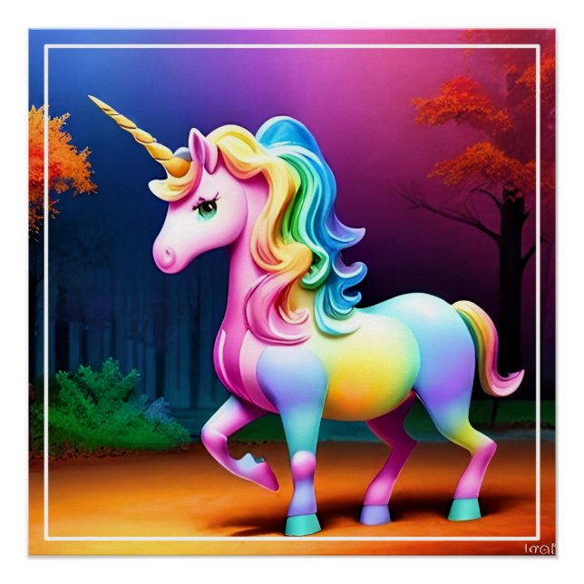 Pôster Cavalo branco Unicórnio-37474 (Frente)