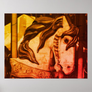 Poster Cavalo Carrossel De Corrente Silenciosa Na Sépia 