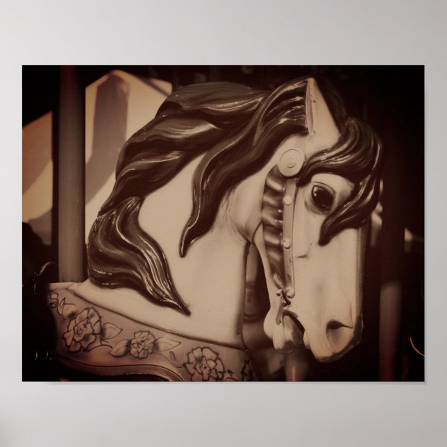 Poster Cavalo Carrossel De Corrida Silenciosa Em Sepia Br (Frente)