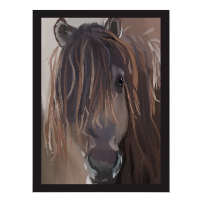 Pôster Cavalo Castanho Com Pintura De Cabelo Mensal (Frente)