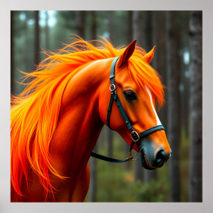 Poster Cavalo Castanho Elegante na Sela