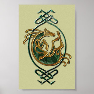 Poster Cavalo celta Knotwork - pedra