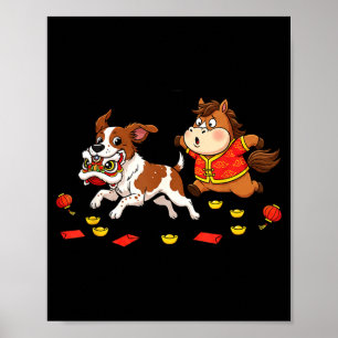 Poster Cavalo Chinês Brittany Engraçado Crianças Homens M