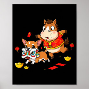 Poster Cavalo Chinês Chihuahua Engraçado Criança Homens M
