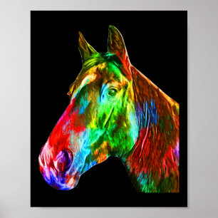 Poster Cavalo Colorido Horse-back Andando Sobre Artsy Ho