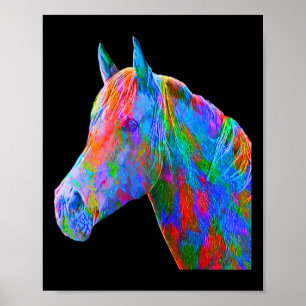 Poster Cavalo Colorido Horse-back Andando Sobre Artsy Ho
