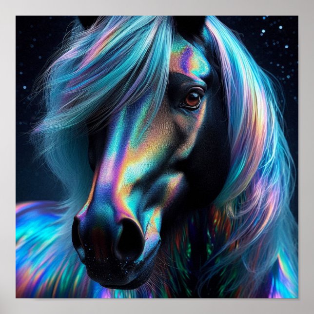 Poster Cavalo com Características Iridescentes (Frente)