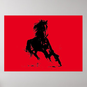 Pôster Cavalo de Arte Vermelha Pop