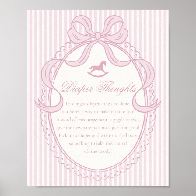 Poster Cavalo de Balanço com Laço Coquette Rosa Pensament (Frente)