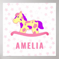 Cavalo de Balanço Estrela Nome de Crianças Rosa Am