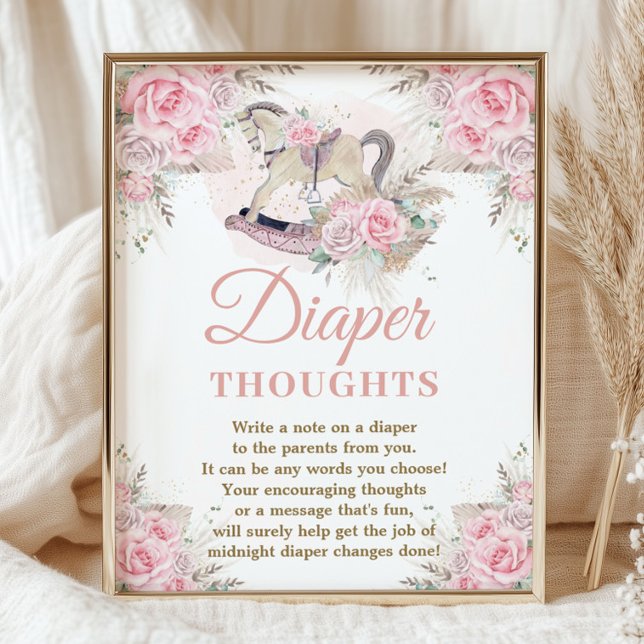 Poster Cavalo de Balanço Floral Rosa Pampas Pensamentos d (Criador carregado)