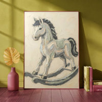 Cavalo de Balanço Vintage Pintura a Óleo Impasto Q