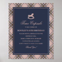 Cavalo de Balanço Xadrez Tartan Rosa Cápsula do Te