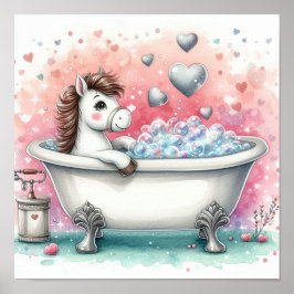 Poster Cavalo de Banho de Espuma