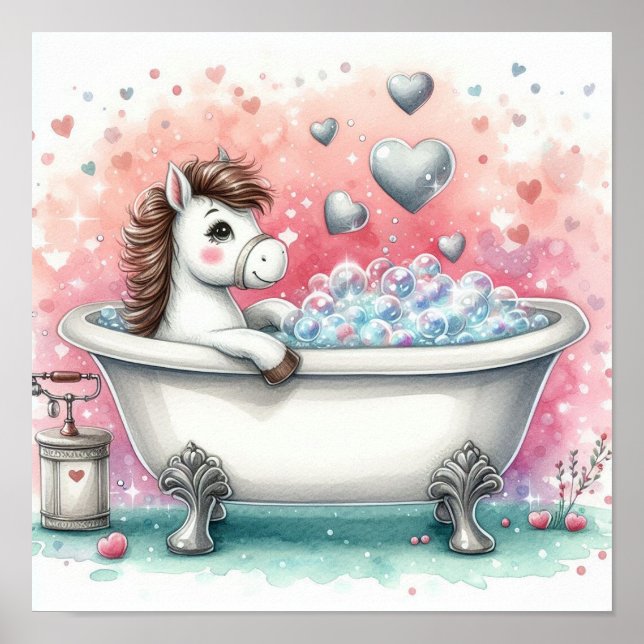 Poster Cavalo de Banho de Espuma (Frente)
