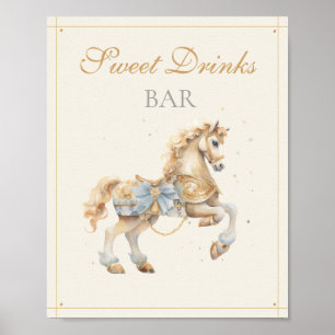 Poster Cavalo de Carrossel Antigo Bar de Bebidas