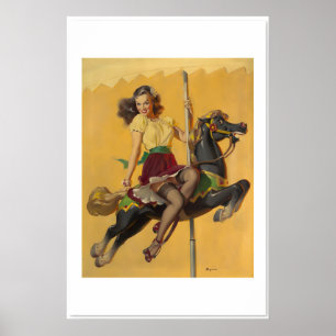 Poster Cavalo de Carrossel Let's Go Around Together Elvgr