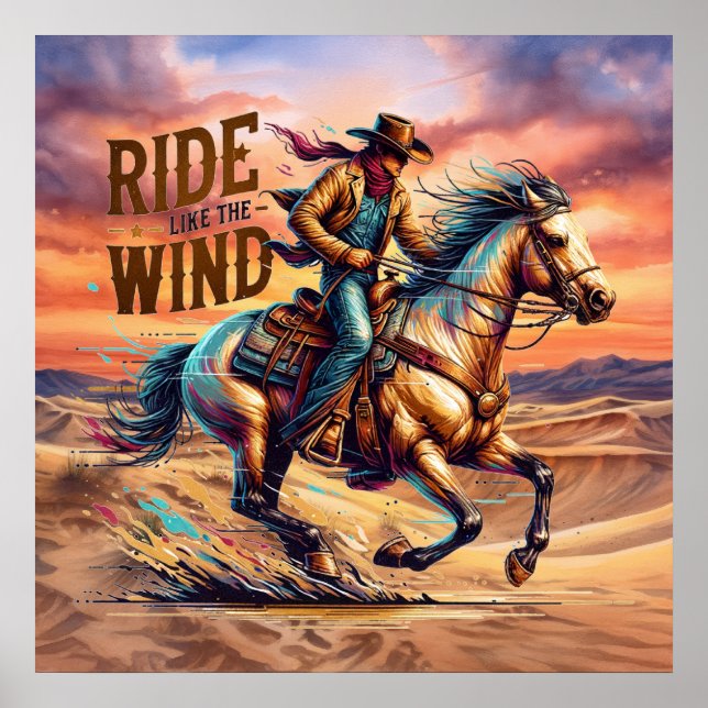 Poster Cavalo de cowboy ocidental legal (Frente)