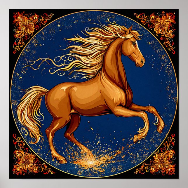 Poster Cavalo De Desenho Animado Conto De Fadas Cena De F (Frente)