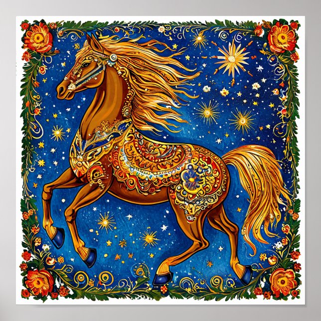 Poster Cavalo de desenho animado de conto de fadas Arte a (Frente)