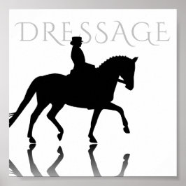 Poster Cavalo de Dressage Silhouette com Reflexão