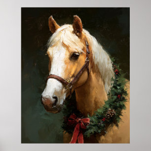 Poster Cavalo de Férias Elegante com Coroa