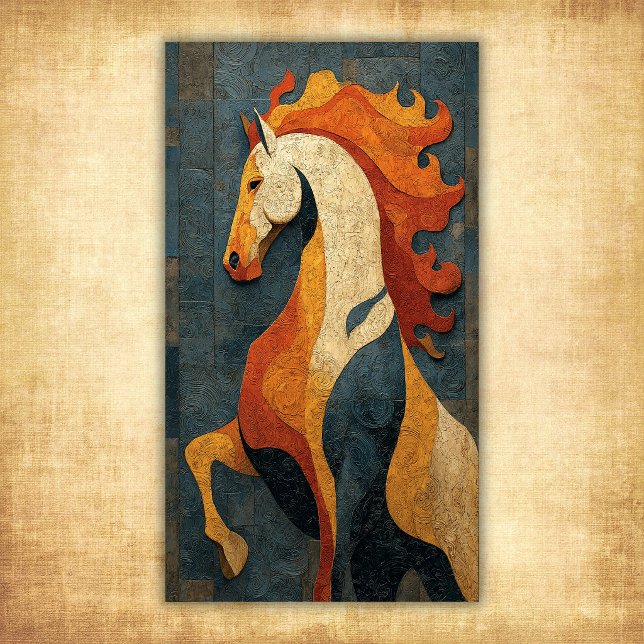 Poster Cavalo de Fogo Abstrato – Design Moderno de Arte E (Abstract Fire Horse – Modern Equine Art Design Poster)