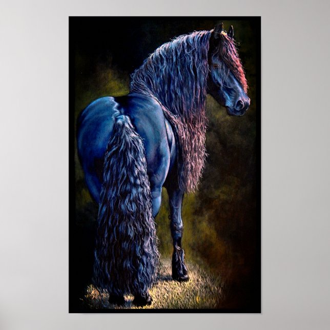 Poster Cavalo de garanhão frisético, luz-frisada/pintura/ (Frente)