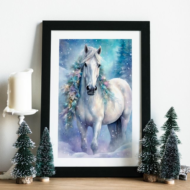 Poster Cavalo de inverno com Flores (Criador carregado)
