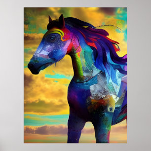 Poster Cavalo de Mustang Colorido