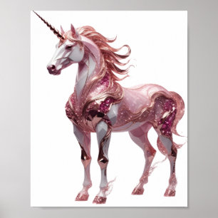 Poster Cavalo de prata Chic UNICÓRNI Desenho personalizad