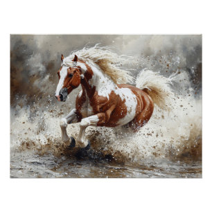 Pôster Cavalo De Tinta Que Atravessa A Água