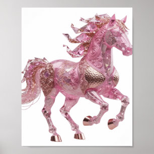 Poster Cavalo de vidro cor-de-rosa prateado dinâmico Moti