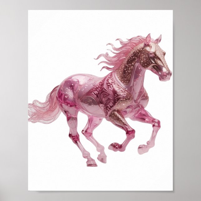 Poster Cavalo de Vidro Rosa Icônico Design de Destaque (Frente)