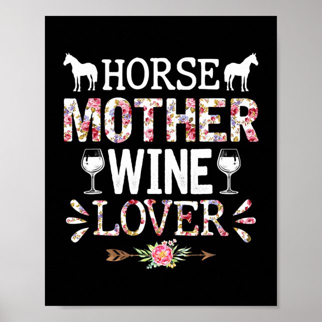 Poster Cavalo Dia de as mães de Cavalo Mãe Vinho (Frente)