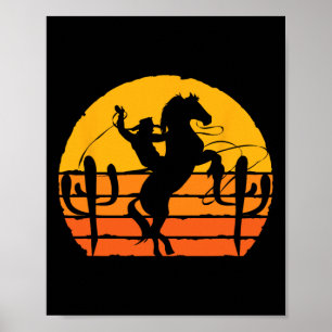 Poster Cavalo do País Andando em Cavalo Ocidental Retro C
