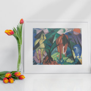 Pôster Cavalo e Águia por Franz Marc, Arte Cubista Vintag