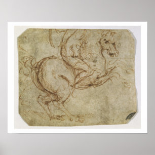 Pôster Cavalo e cavaleiro (caneta e tinta no papel)