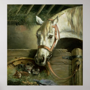 Pôster Cavalo e gatinhos, 1890