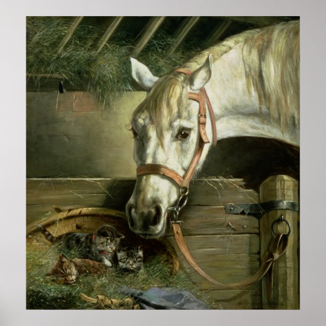 Pôster Cavalo e gatinhos, 1890 (Frente)