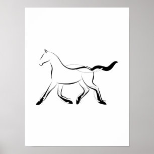 Poster Cavalo elegante a preto