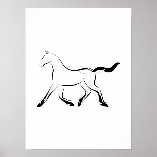 Poster Cavalo elegante a preto (Frente)