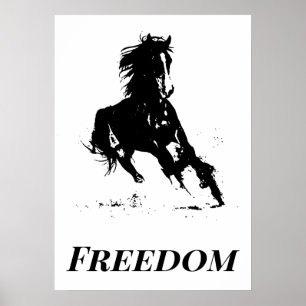 Poster Cavalo em Execução da Pop de Arte Preta da Liberda