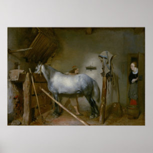 Poster Cavalo em um estábulo, c.1652-54 (óleo no painel