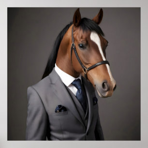 Poster Cavalo engraçado no terno